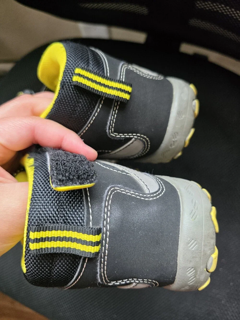 Mishansha Kids Hiking Boots Size EU 32 (US 1-1.5) Grey/Yellow High-Top Trail Sho